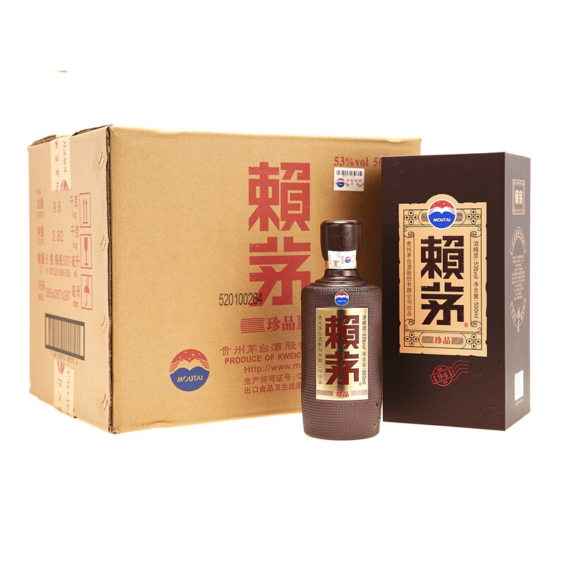 994.赖茅珍品  整瓶装,商城价3748.00,茅台赖茅53度 珍品 酱香型白酒 500ml6瓶 整箱装